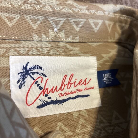 New Chubbies Quarter Button Brown Size Large Multicolor Aztec Pattern NWT - Picture 7 of 9